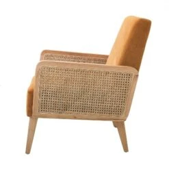 Chloé Cane Arm Chair With Wood Base Living Room Upholstered Accent Chair With Rattan Armrest | Karat Home -HOMCOM Shop GUEST 209cefa2 2d0b 4f73 82c3 d47973ebbd60