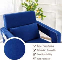 Costway Modern Berber Fleece Single Sofa Chair W/ Ottoman & Waist Pillow RedBlueBlackGreenOrange 19 Costway Modern Berber Fleece Single Sofa Chair W/ Ottoman & Waist Pillow RedBlueBlackGreenOrange -HOMCOM Shop GUEST 20d1e7b4 5769 4664 9d34 af318ff6a389
