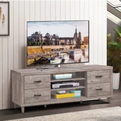 Costway TV Stand Entertainment Center Hold Up To 65'' TV With Storage Shelves & 4 Drawers -HOMCOM Shop GUEST 2100041c 606d 4f70 80ad 4b7cd6098c09