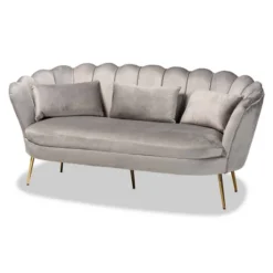 Genia Velvet Fabric Upholstered And Metal Sofa Gray/Gold - Baxton Studio 15 Genia Velvet Fabric Upholstered And Metal Sofa Gray/Gold - Baxton Studio -HOMCOM Shop GUEST 210a16a6 5fd4 4ae4 8a77 85e0855e7804