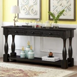64"L Extra-thick Console Table With Drawers And Shelf-ModernLuxe -HOMCOM Shop GUEST 21993d71 fc87 4dd1 a1b3 0d7b80710268