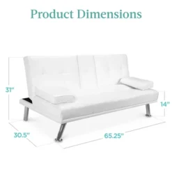 Best Choice Products Modern Faux Leather Convertible Futon Sofa W/ Removable Armrests, Metal Legs, 2 Cupholders - White 13 Best Choice Products Modern Faux Leather Convertible Futon Sofa W/ Removable Armrests, Metal Legs, 2 Cupholders - White -HOMCOM Shop GUEST 227928bd c391 4a27 a65b 64e8f77e7aa3