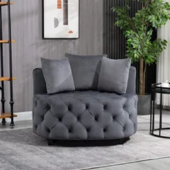 Classical Upholstered Accent Barrel Chair-ModernLuxe -HOMCOM Shop GUEST 22879cfa 0053 45b2 9a57 1b7e332539b8