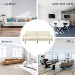 Lanna 76"Wide Vegan Leather Modern Style Convertible Futon Sofa Bed For Living Room Guest Bedroom | ARTFUL LIVING DESIGN -HOMCOM Shop GUEST 22b210fb b3f2 4b5d 94bb 01e6aa4fff94