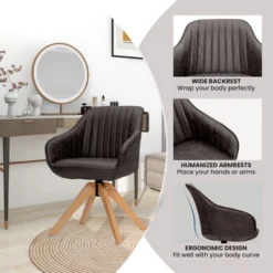 Costway 360degreesSwivel Accent Chair Modern Leathaire Armchair With Beech Wood Legs Brown -HOMCOM Shop GUEST 22d37f11 e546 4eec a52c cb381c473647