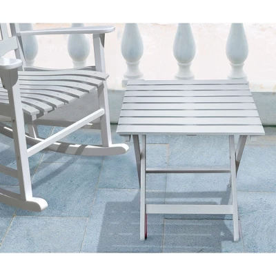 Merry Products Authentic Acacia Hardwood Compact Flat Folding Adirondack Slatted Side Table Outdoor Patio Furniture, White 4 Merry Products Authentic Acacia Hardwood Compact Flat Folding Adirondack Slatted Side Table Outdoor Patio Furniture, White - Image 2