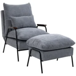 HOMCOM Accent Chair With Ottoman, Reclining Comfy Chair With Adjustable Backrest, Steel Frame And Pillow For Living Room, Bedroom 14 HOMCOM Accent Chair With Ottoman, Reclining Comfy Chair With Adjustable Backrest, Steel Frame And Pillow For Living Room, Bedroom -HOMCOM Shop GUEST 241825a7 39ad 458e a272 fac54a18bc13
