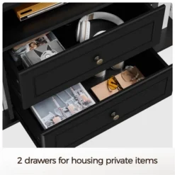 Yaheetech 58in Modern TV Console Table With Power Outlet Black -HOMCOM Shop GUEST 2431b576 7ea7 4740 a1c0 f2d047aec21d