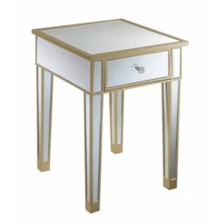 Gold Coast Mirrored End Table With Drawer - Breighton Home -HOMCOM Shop GUEST 24aab060 c116 498e 8752 d05e395de1ae