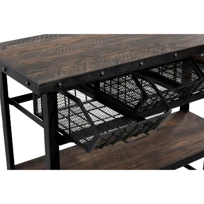 Industrial Metal Console Table Dark Black - Olivia & May 5 Industrial Metal Console Table Dark Black - Olivia & May - Image 3