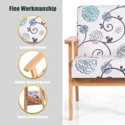 Costway Modern Accent Armchair Fabric Lounge Chair W/Rubber Wood Leg White&Blue Floral 16 Costway Modern Accent Armchair Fabric Lounge Chair W/Rubber Wood Leg White&Blue Floral -HOMCOM Shop GUEST 2670ba6d fa51 436b b006 a734f4a8e60c