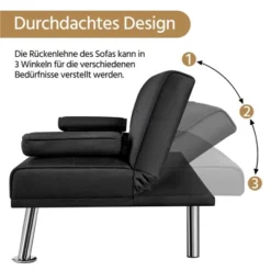 Yaheetech Convertible Futon Sofa Bed Tufted Fabric Futon With Cupholders And Pillows -HOMCOM Shop GUEST 26c68fc7 fb13 4eca 96ce c6582e23c7d9