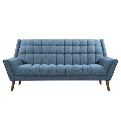 Cobra Mid-Century Modern Sofa Blue Linen/Walnut - Armen Living 3 Cobra Mid-Century Modern Sofa Blue Linen/Walnut - Armen Living