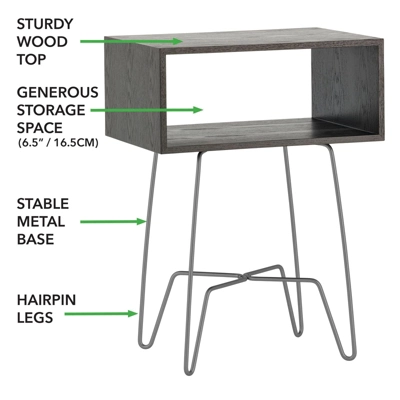 MDesign Modern Farmhouse Home Decor End Table With Fabric Drawer 5 MDesign Modern Farmhouse Home Decor End Table With Fabric Drawer - Image 3