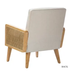 Chloé Cane Arm Chair With Wood Base Living Room Upholstered Accent Chair With Rattan Armrest | Karat Home -HOMCOM Shop GUEST 292a9ff7 67bc 49db 8100 e84d288cd518