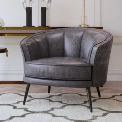 Upholstered Accent Barrel Chair-ModernLuxe -HOMCOM Shop GUEST 2b841740 fc22 449c 9ae8 0e828888e911