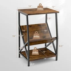 Costway 3-Tier Industrial Side End Table With Storage Shelf Heavy Duty Accent Table -HOMCOM Shop GUEST 2be9b6aa 444a 4aba 9b1f 777327e4b6ee
