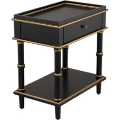 55 Downing Street Modern Luxe Wood Rectangular Accent Side End Table 15" X 24" With Drawer Shelf Black Gold For Living Room Home -HOMCOM Shop GUEST 2bf6ecc9 6c61 43c5 a143 95bc82ca10a6