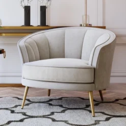Upholstered Accent Barrel Chair-ModernLuxe -HOMCOM Shop GUEST 2c22e9ba e800 4a51 b600 80fdcf019be6