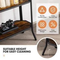 Costway 3-Tier Entryway Sofa Console Table Steel Frame For Hallway Living Room Brown -HOMCOM Shop GUEST 2c5591ad 9df2 4f65 9c9a fe878492ab44