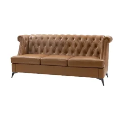 Pablo 81.5" Wide 81.5" Wide Chesterfield Tufted Genuine Wing Back Leather Sofa For Living Room-A+B | ARTFUL LIVING DESIGN -HOMCOM Shop GUEST 2da30755 a219 4bc1 9e0e 13f1cc652494