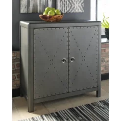 Rock Ridge Medium Accent Cabinet Gunmetal Finish - Signature Design By Ashley