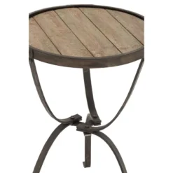 Rustic Iron And Natural Wood Frame Round Side Table Brown - Olivia & May -HOMCOM Shop GUEST 2eaec193 27f8 4ebd b8db 648850ec9ec1