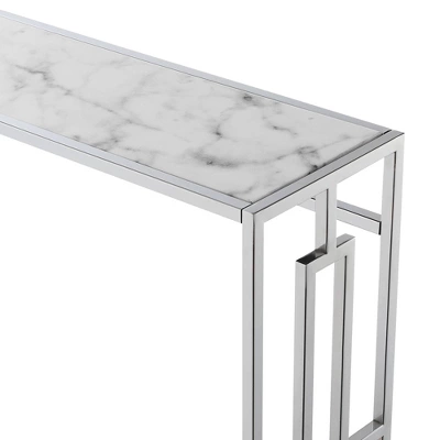 Town Square Chrome Console Table With Shelf White Faux Marble/Chrome Frame - Breighton Home 6 Town Square Chrome Console Table With Shelf White Faux Marble/Chrome Frame - Breighton Home - Image 4