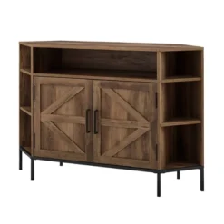 Atticus Modern Farmhouse 2 Door Corner TV Stand For TVs Up To 55" Rustic Oak - Saracina Home -HOMCOM Shop GUEST 300a699d 8a74 4a70 bb6f e5e5e7c1c7a7
