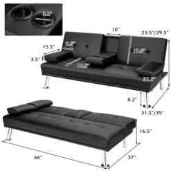 Costway Convertible Folding Futon Sofa Bed Leather W/Cup Holders&Armrests WhiteBlackBrown 16 Costway Convertible Folding Futon Sofa Bed Leather W/Cup Holders&Armrests WhiteBlackBrown -HOMCOM Shop GUEST 302a7ef5 0106 4c02 9c0c 42e98649b01f