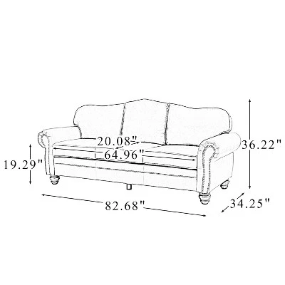 Gracia 81" Transitional Wide Sofa With Removable Cushions And Nailhead Trim For Living Room And Bedroom | ARTFUL LIVING DESIGN 11 Gracia 81" Transitional Wide Sofa With Removable Cushions And Nailhead Trim For Living Room And Bedroom | ARTFUL LIVING DESIGN - Image 9