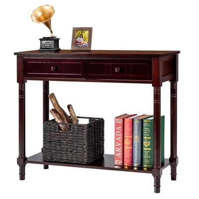 Costway Console Table Drawers Bottom Shelf Accent Sofa Entryway Hall Espresso 8 Costway Console Table Drawers Bottom Shelf Accent Sofa Entryway Hall Espresso - Image 6