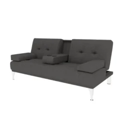 Miley Convertible Futon Sofa Bed With Chaise - Serta -HOMCOM Shop GUEST 31a144a1 fd0d 43c6 93bf 901e4b372505