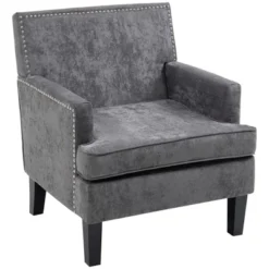 HOMCOM Modern Accent Chair, Upholstered Living Room Chair With Solid Wood Legs And Nailhead Trim, Armchair -HOMCOM Shop GUEST 31e99793 d5ed 4117 94ad 052b4e78ae2c