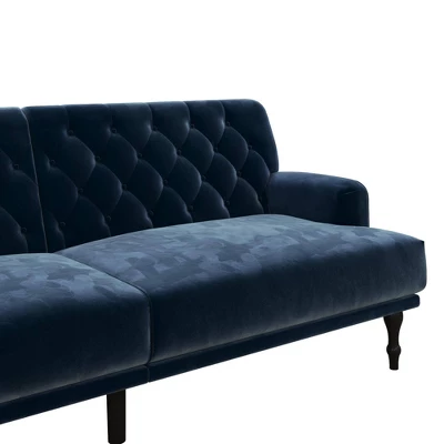 Lyla Upholstered Velvet Futon Blue - Room & Joy 9 Lyla Upholstered Velvet Futon Blue - Room & Joy - Image 7