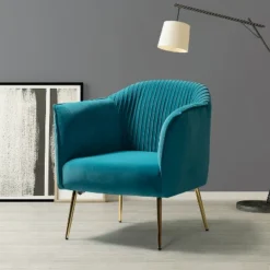 Velvet Barrel Chair With Goden Base Contemporary And Classic Velvet Accent Chair For Living Room | Karat Home -HOMCOM Shop GUEST 337793fa 5235 48fb abb0 378f34562bdc