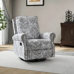 Pablo Traditional-normal Manual Swivel Glider Recliner With Nailhead Trims For Living Room | KARAT HOME -HOMCOM Shop GUEST 33c87108 5030 4568 a617 6a777eba134a