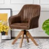 Costway Mid Century Swivel Accent Chair Hot-Stamping Cloth Armchair Retro Brown -HOMCOM Shop GUEST 340124c1 bcf0 41df 98c8 7bdabdee1df9