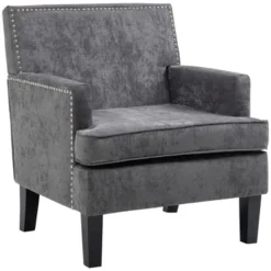 HOMCOM Modern Accent Chair, Upholstered Living Room Chair With Solid Wood Legs And Nailhead Trim, Armchair -HOMCOM Shop GUEST 3495468f 4c6d 41db 843d 89081e9e149a