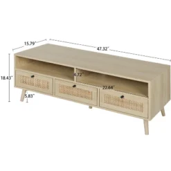 Aubrey 47.32" Rattan TV Stands With 3 Rattan Drawers And Solid Wood Feet For TVs Up To 50"-The Pop Maison -HOMCOM Shop GUEST 34acc911 d8d7 4ecc a58a 8cefb28ff999