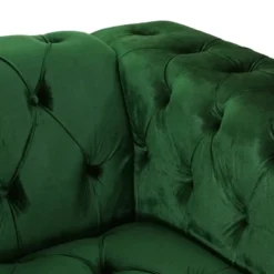 Sagewood Contemporary Velvet Tufted 3 Seater Sofa Emerald/Espresso - Christopher Knight Home -HOMCOM Shop GUEST 35b3ccdf d57c 4a48 b0a9 bdeaccf938bf