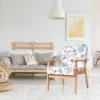 Costway Modern Accent Armchair Fabric Lounge Chair W/Rubber Wood Leg White&Blue Floral -HOMCOM Shop GUEST 35cd681e fc56 4dfc ae2b 79fd3e1ca009