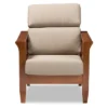 Baxton Studio Larissa Modern Classic Mission Style Cherry Finished Wood And Fabric High Back Cushioned Living Room Dark Beige Cherry -HOMCOM Shop GUEST 362051f4 c290 494d 9916 bb435ce3137d