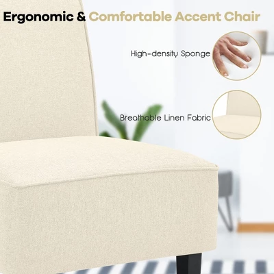 Costway Modern Armless Accent Chair Fabric Single Sofa WithRubber Wood Legs Beige/Gray 7 Costway Modern Armless Accent Chair Fabric Single Sofa WithRubber Wood Legs Beige/Gray - Image 5