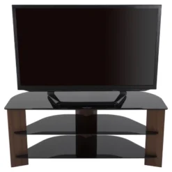 Glass Shelves TV Stand For TVs Up To 55" Walnut/Black - AVF -HOMCOM Shop GUEST 36691c3e 4d40 474d a83d 1373a489c8df