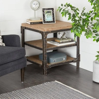 Industrial 3 Tier Side Table Brown - Olivia & May 7 Industrial 3 Tier Side Table Brown - Olivia & May - Image 5