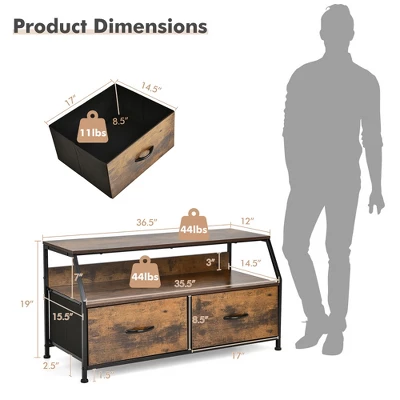 Costway Dresser TV Stand Media Console Table Organizer W/2 Storage Drawer & Open Shelves 6 Costway Dresser TV Stand Media Console Table Organizer W/2 Storage Drawer & Open Shelves - Image 4