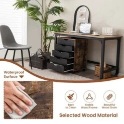 Costway 5 Drawer Chest Storage Dresser Floor Cabinet Organizer With Wheels Rustic Brown -HOMCOM Shop GUEST 374b4ad9 e415 433a bb42 4877da14d414