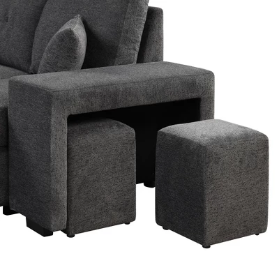 95" Pull Out Sleeper Sofa, Reversible L-Shape Sectional Couch With Storage Chaise And 2 Stools-ModernLuxe 11 95" Pull Out Sleeper Sofa, Reversible L-Shape Sectional Couch With Storage Chaise And 2 Stools-ModernLuxe - Image 9