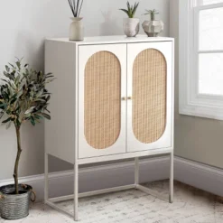Arina Natural Rattan 2 Door High Accent Cabinet With Adjustable Shelf - Maison Boucle -HOMCOM Shop GUEST 38b11a17 41f9 4541 9f1e d9686eedd587
